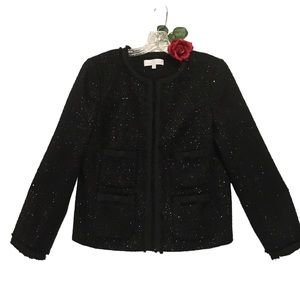Talbots Black Shimmering Blazer jacket RSVP  Sz 12 Lined Like New EUC